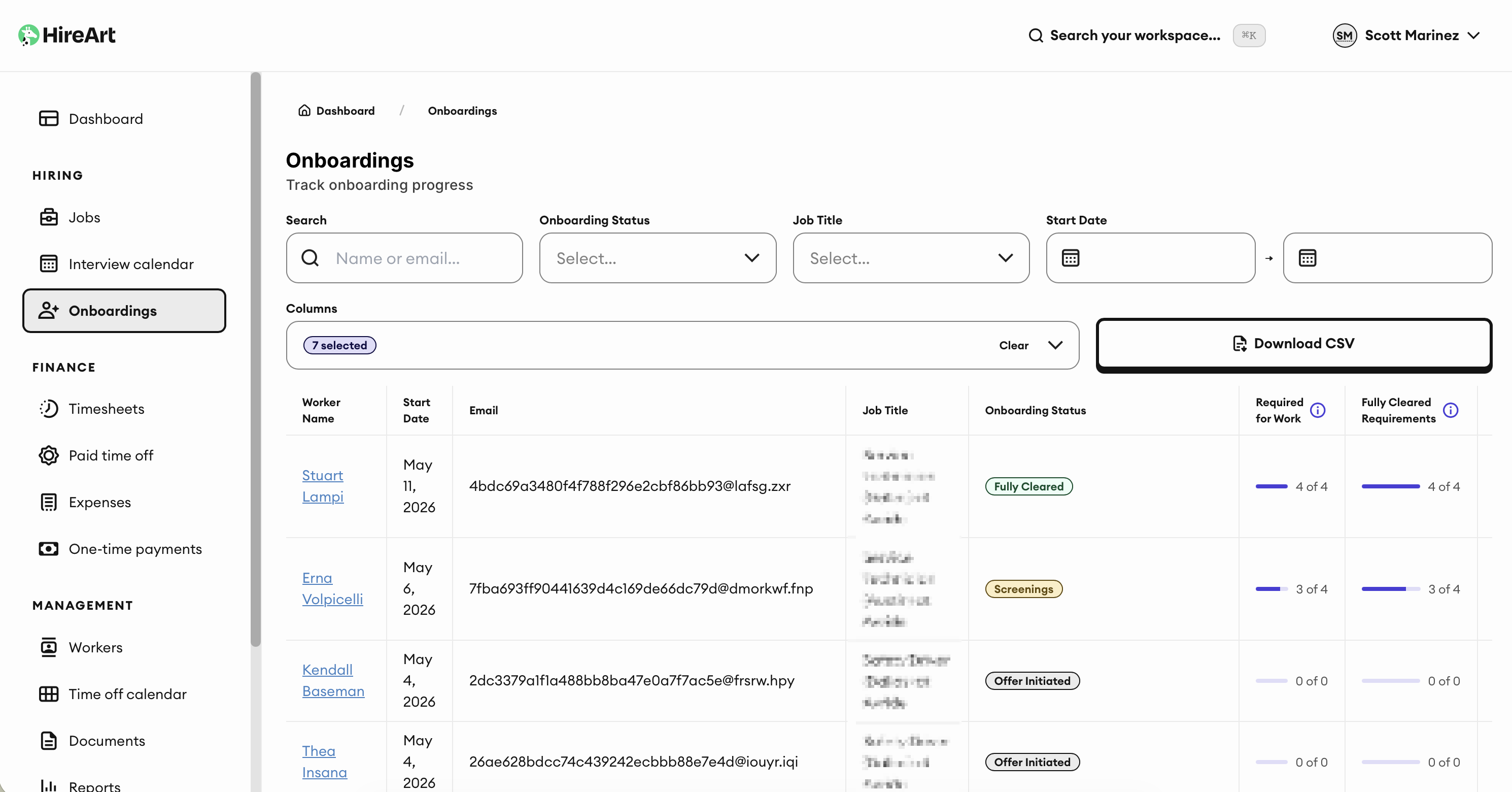 The new Onboardings page